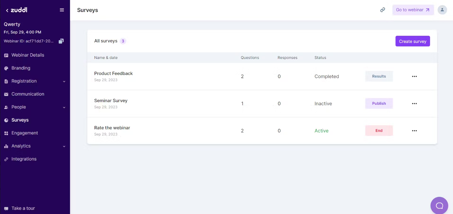 Organizer dashboard