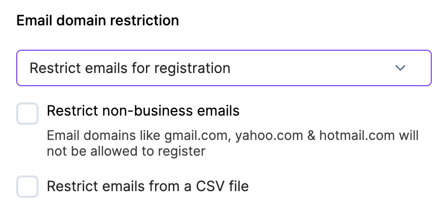 Email restriction options