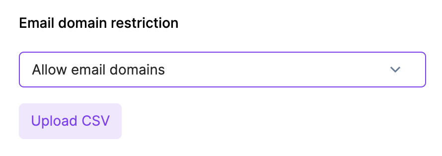 Upload a list of email domains to allow