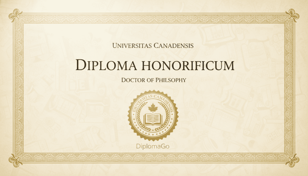 A visually striking design of a Canadian university diploma template, emphasizing a clean and formal style. In the foreground, showcase intricate borders with subtle gold accents and a prominent central seal featuring the emblem of a university. The middle layer includes the diploma's title area, elegantly designed, featuring an ornate but readable font without any text, evoking a sense of prestige and achievement. The background displays a soft, blurred academic-themed texture, such as a light gradient resembling parchment paper, enhancing the diploma's formality. Soft, diffused lighting casts a warm glow, creating a professional atmosphere. The overall mood is one of accomplishment and serenity, perfectly suited for the brand "DiplomaGo".