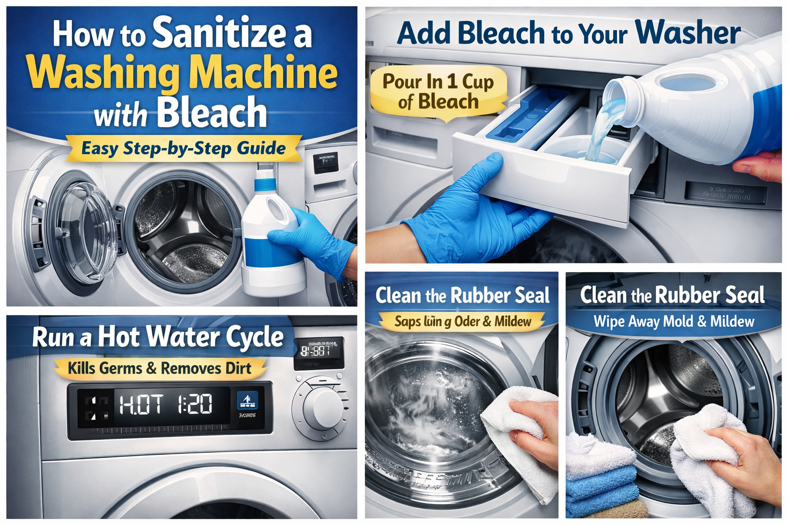 Sanitize a Washing Machine with Bleach step-by-step-guide