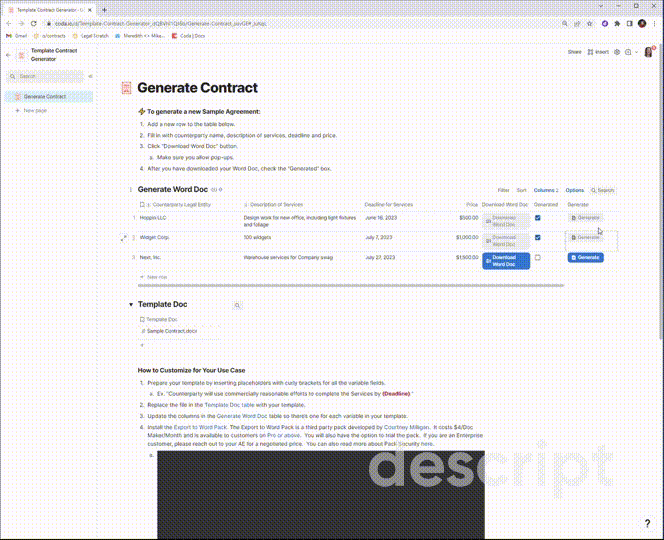Self serve contract generator