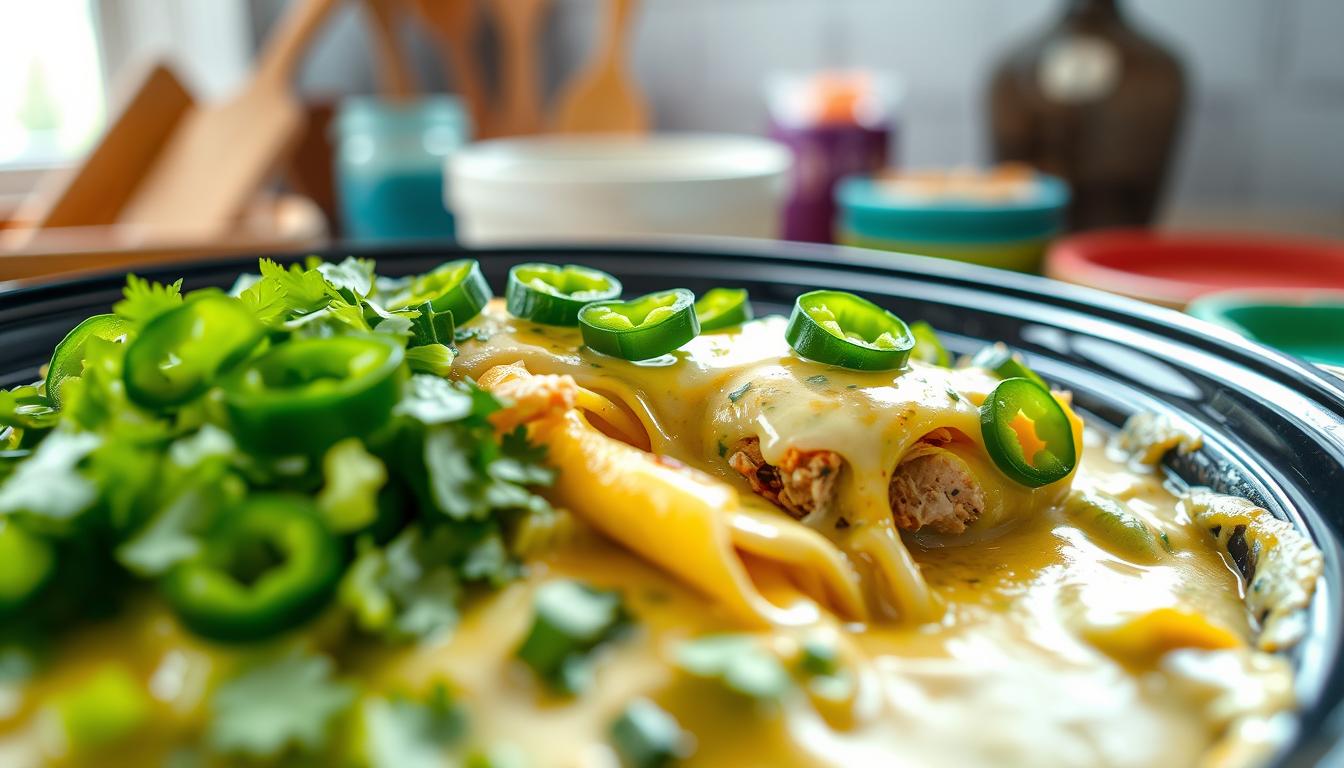 cheesy chicken enchiladas verde slow cooker filling