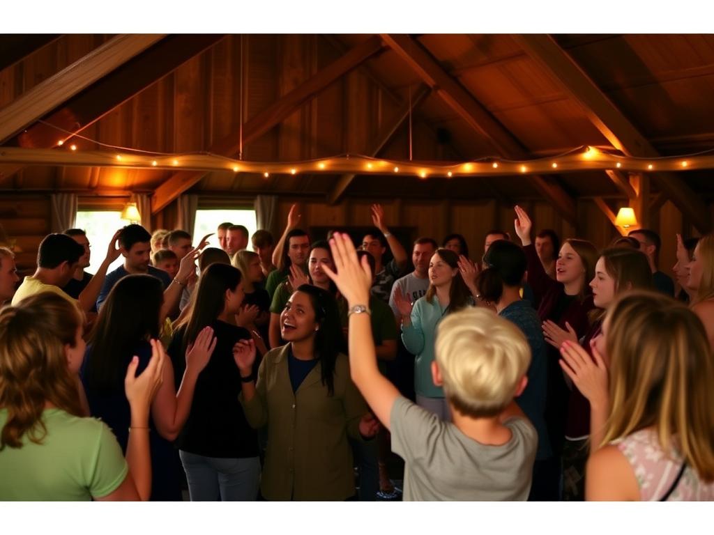 Worship session at a Christian camp in the UK
