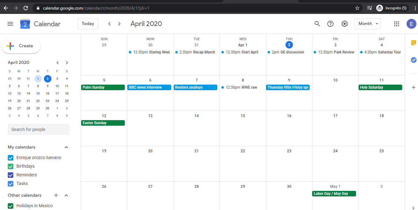 Google Calendar Pack Example