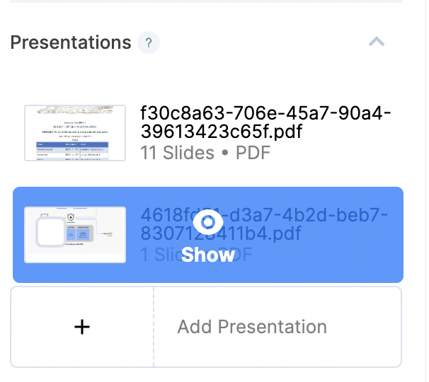 Show a presentation