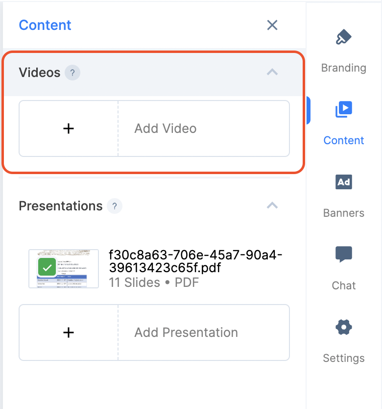 Upload Video content to share