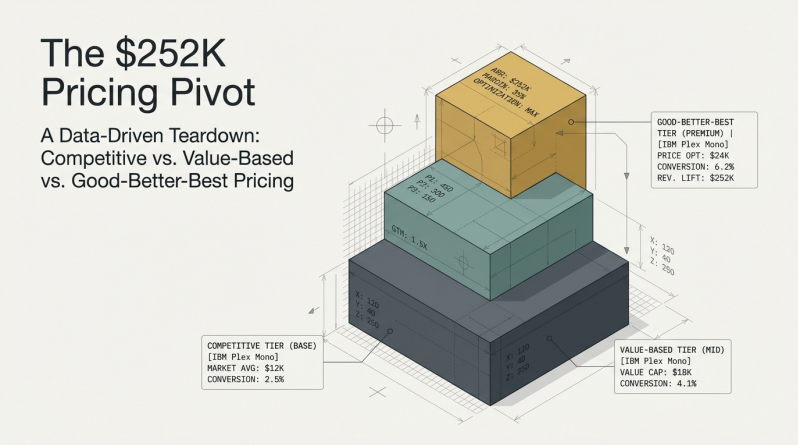 The $252K pricing pivot, comparing competitive, value-based, and Good-Better-Best options.