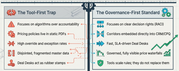 Buying advanced CPQ or AI pricing engines before establishing rules is the fastest way to automate margin erosion.