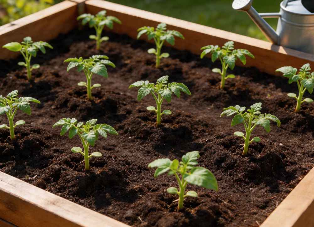 tomato plants in raised bed