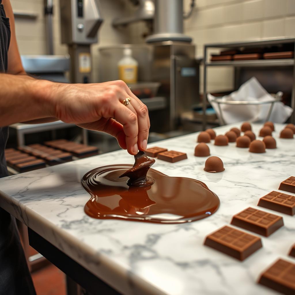 Artisanal chocolate being made in a Brooklyn chocolate factory