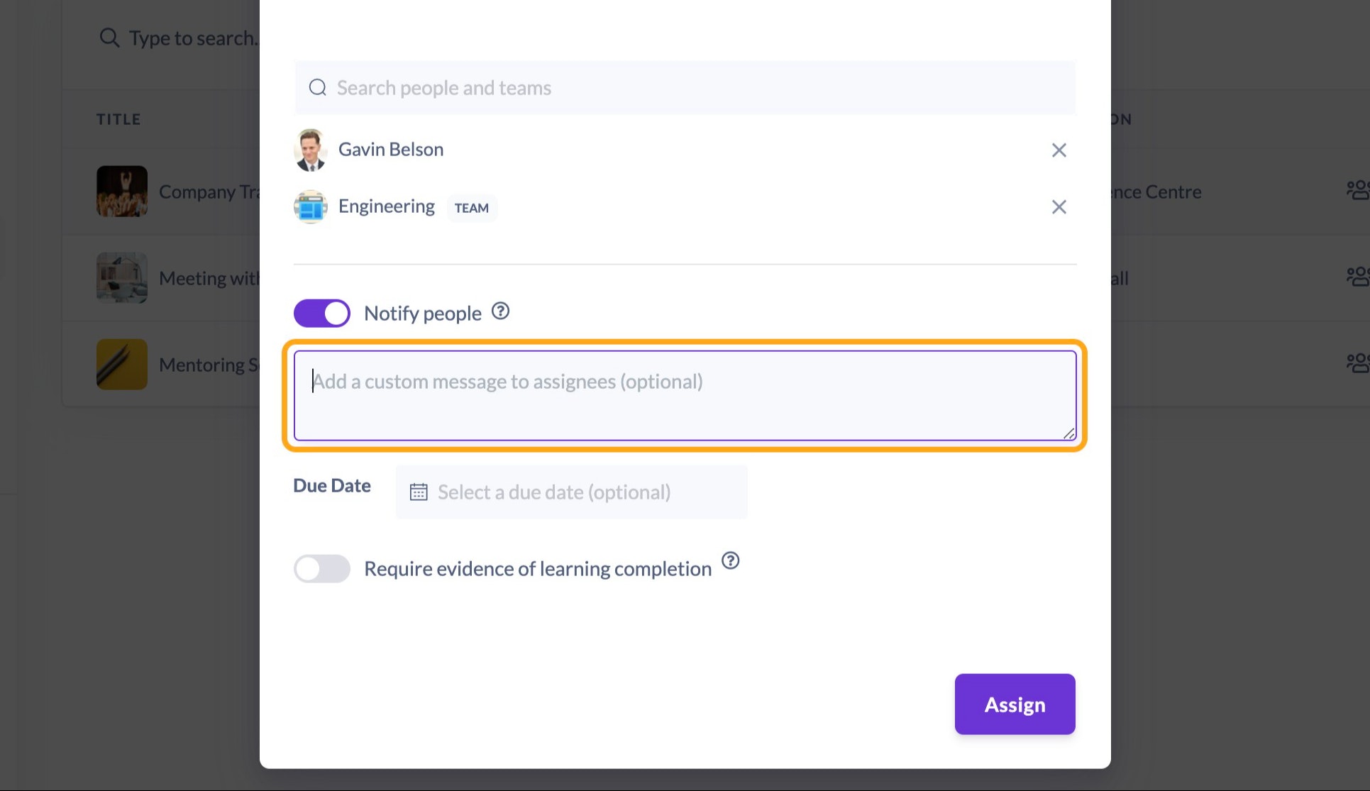 Customise the message (optional)