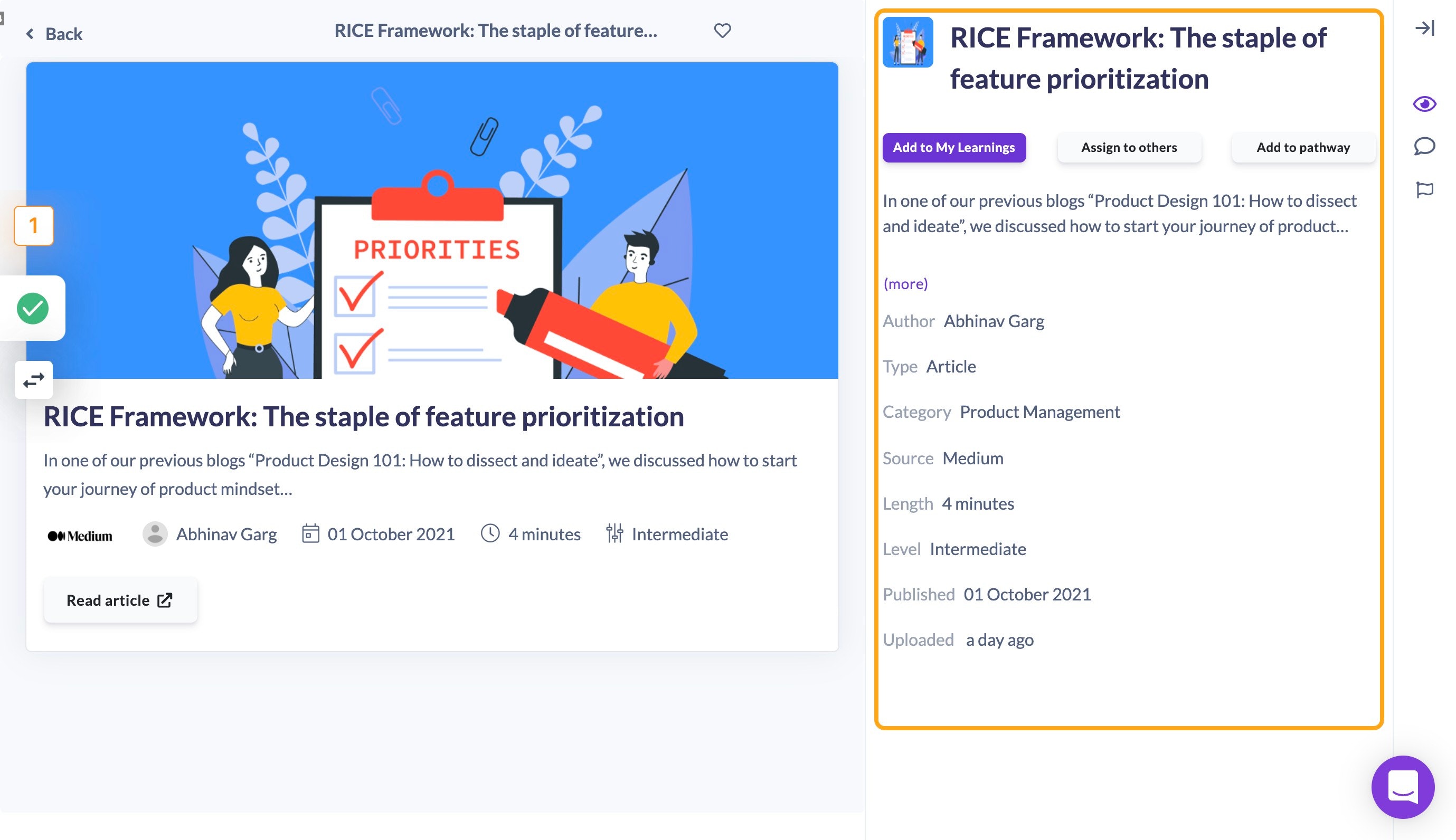 Navigate to the content page in the Library