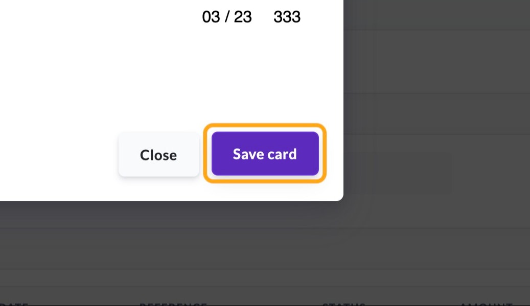 Click on Save card to update your credit card details