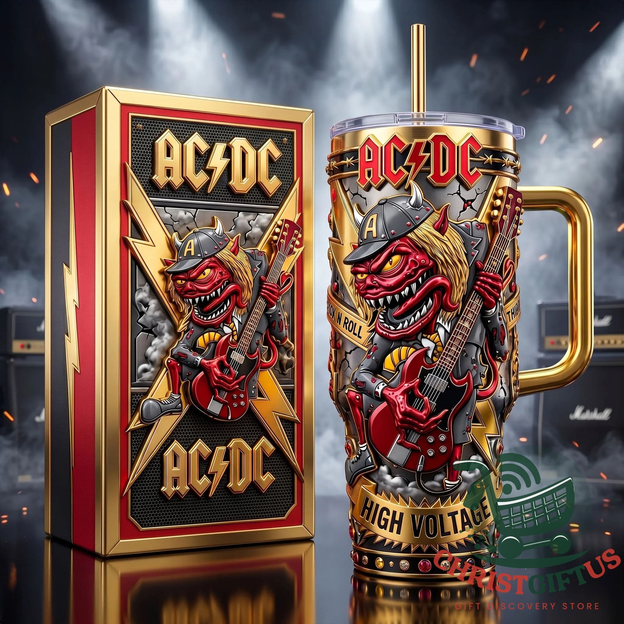 AC/DC High Voltage Demon Guitar Tumbler With Handle - photo 3