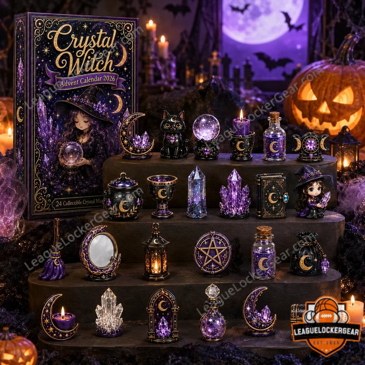 Crystal Witch 2026 Crystal Collection Advent Calendar - full display with collectible miniatures