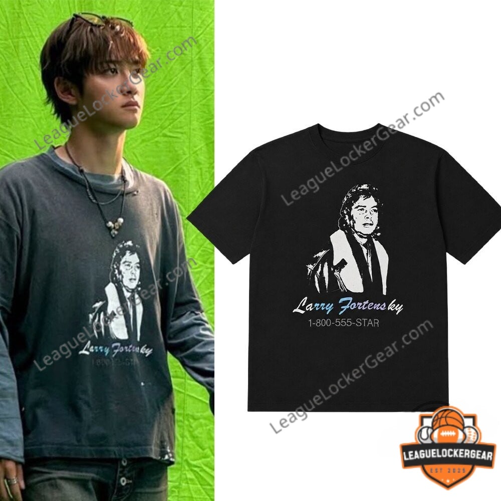 Do Kyung-soo Paly Hollywood Larry Fortensky T-Shirt - front design shown beside a worn view