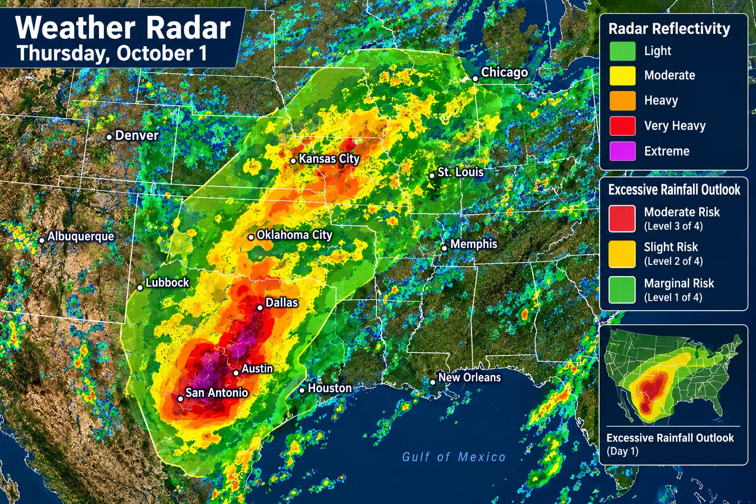 Flash-Flood-Threat-Targets-Texas-on-October-1-as-Heavy-Rain-Persists-From-Oklahoma-to-the-Midwest.webp