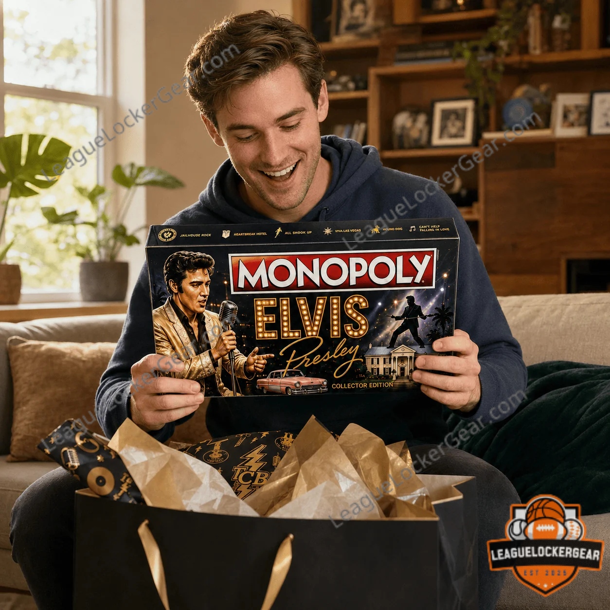 Elvis Presley Collector Edition Monopoly Board Game box and a portion of the game board