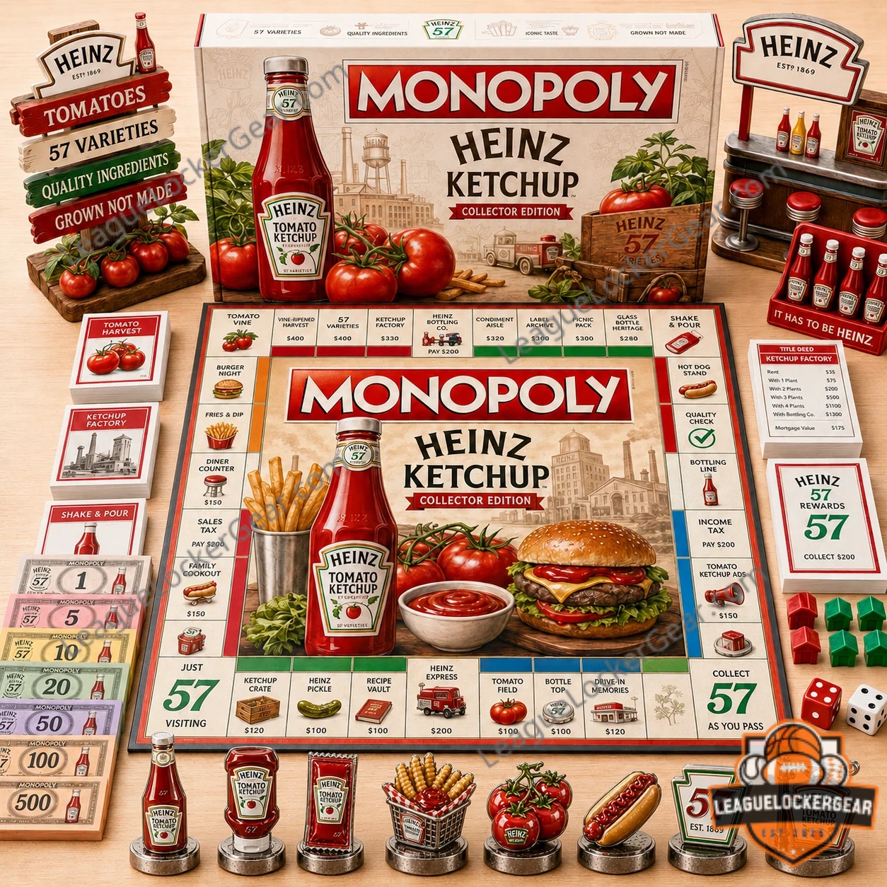 Heinz Ketchup Monopoly Board Game - full game setup with pieces and box