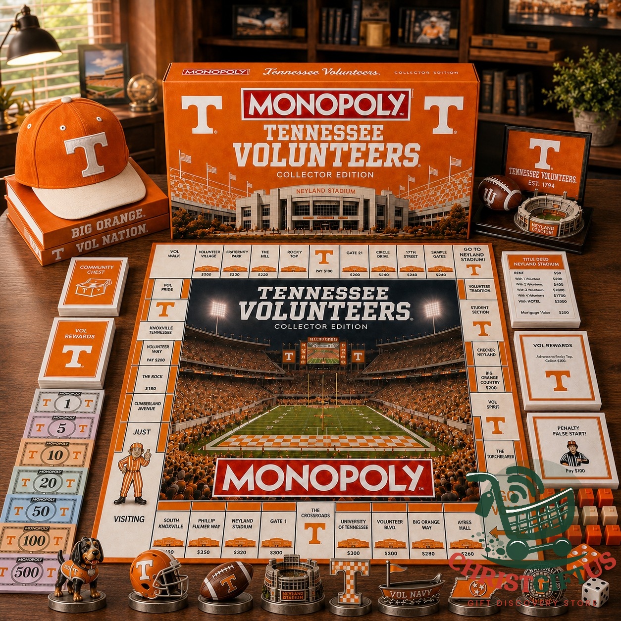 Tennessee Volunteers Monopoly box showing Neyland Stadium and collector edition branding
