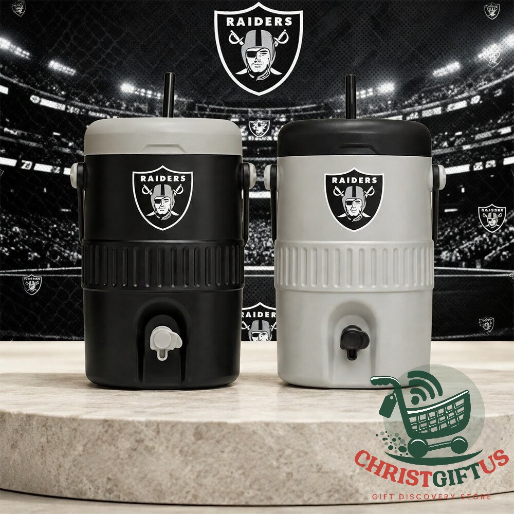 Las Vegas Raiders 2026 Mini Cooler Cup - two color options shown front-facing