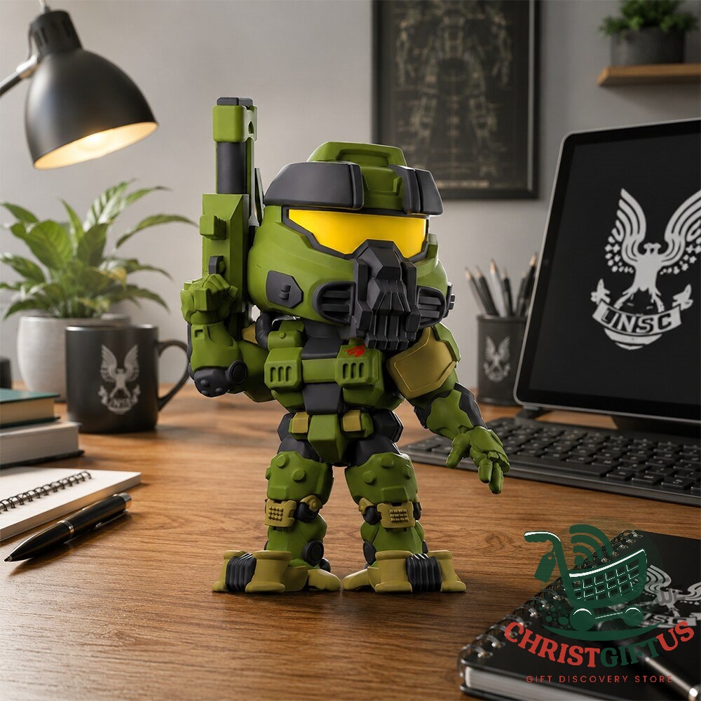 Master Chief UNSC Mjolnir Armor Vinyl Figure 2026 - full figure with mounted weapon