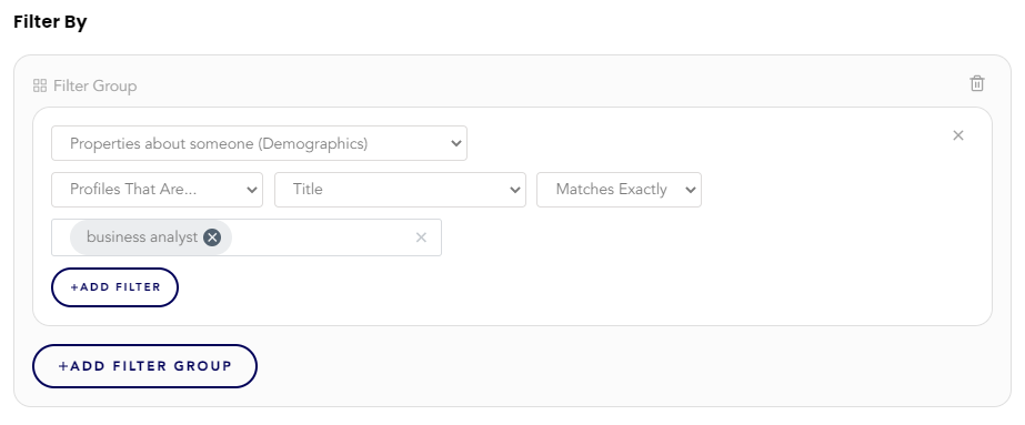 Audience explorer demographics filter example.