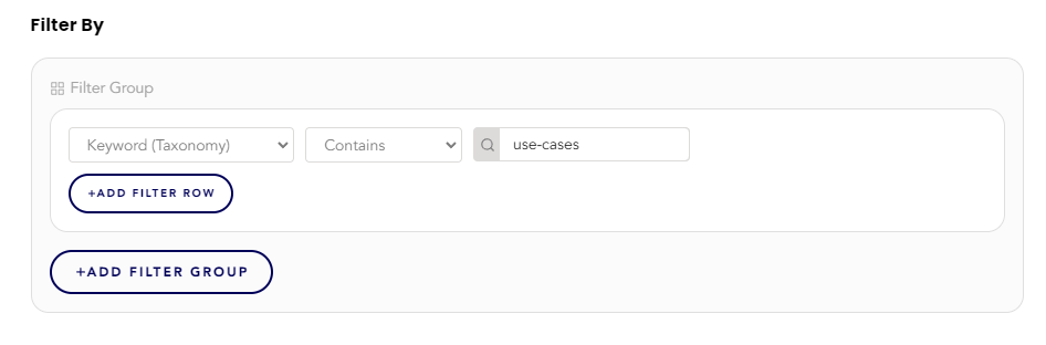 Content explorer keyword (taxonomy) filter example.