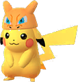 pokemon go pikachu with charizard hat