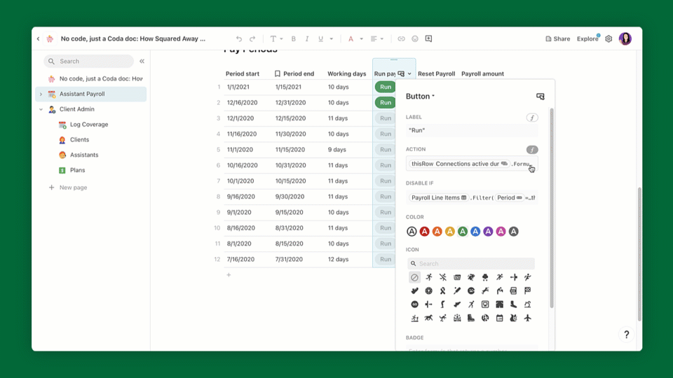 Expand Coda's formula editor to give yourself more whitespace to write and edit your formulas.