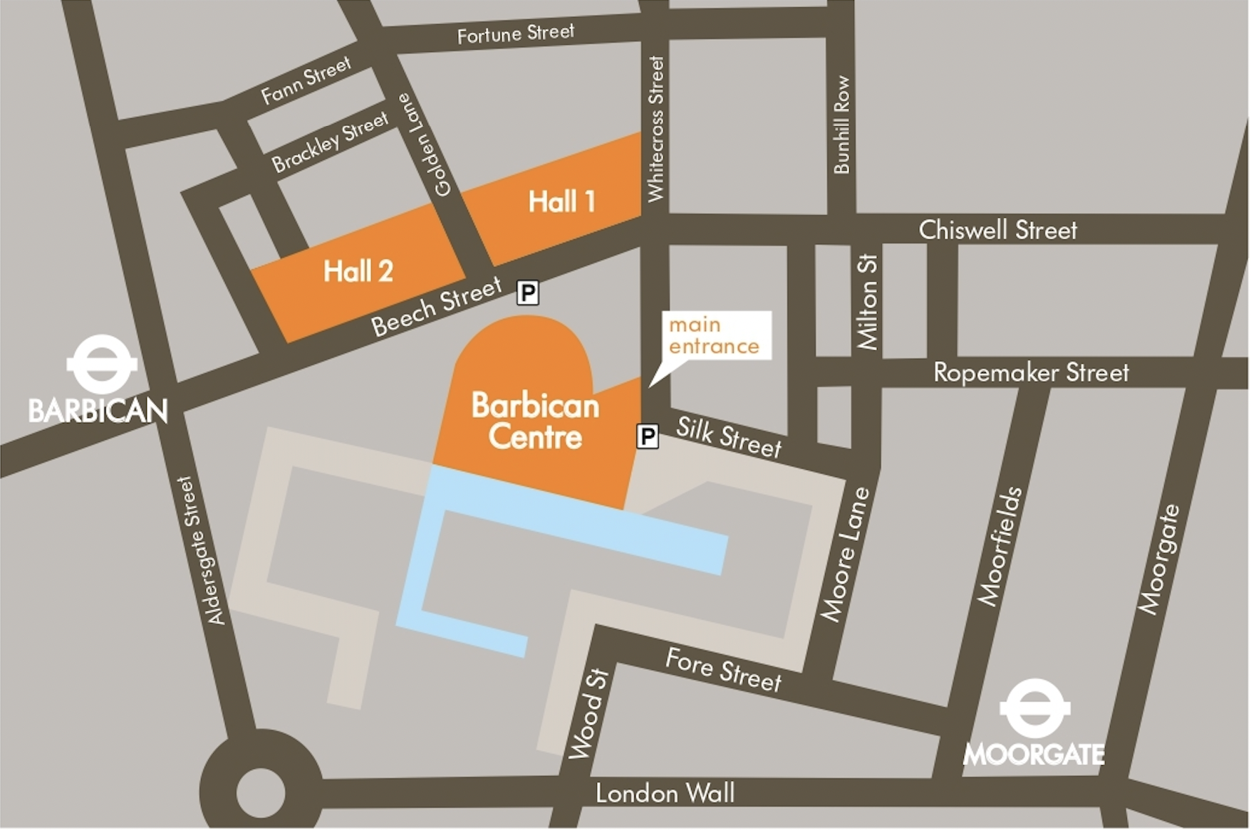 map of streets around Barbican Centre