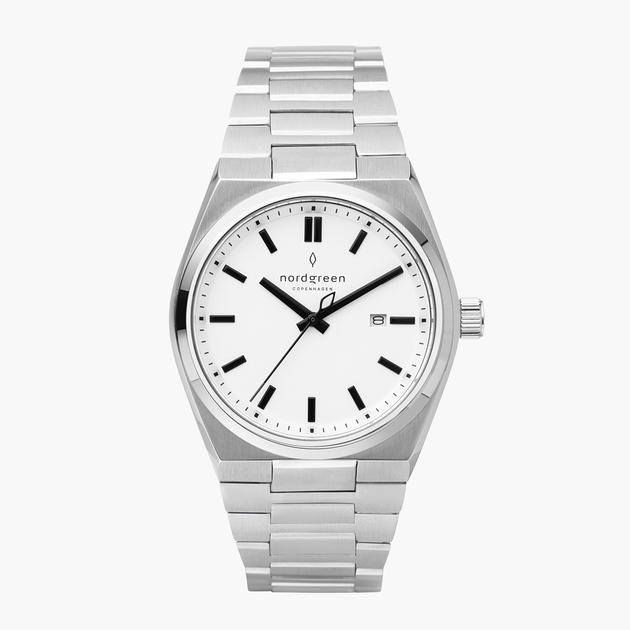 Succession White Dial with Silver H- Link Watch Strap