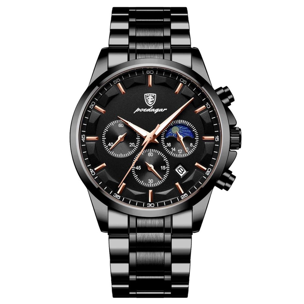 POEDAGAR® Men’s Integra™ - Black Edition™ Chronograph
