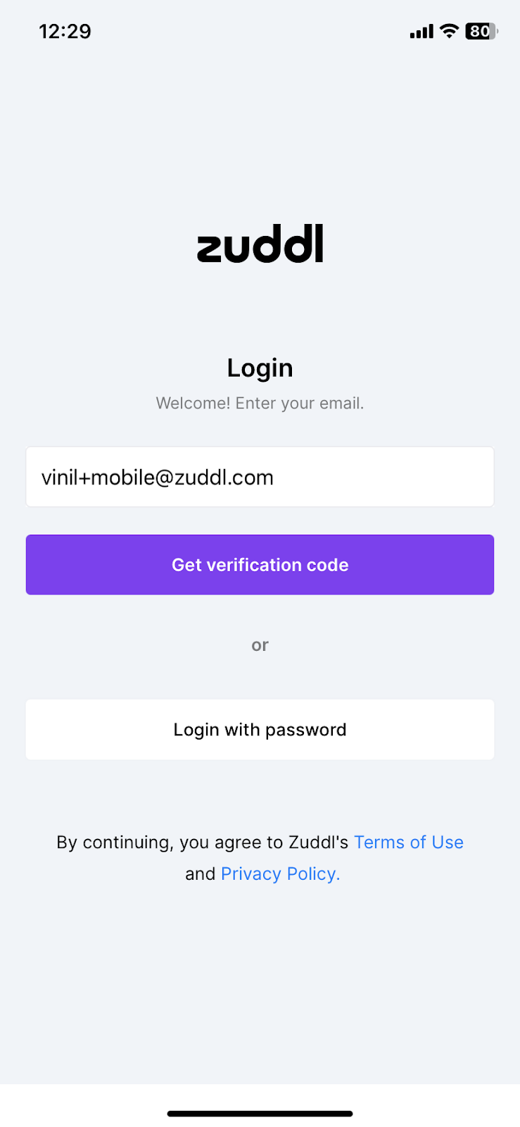 Use your Zuddl account email