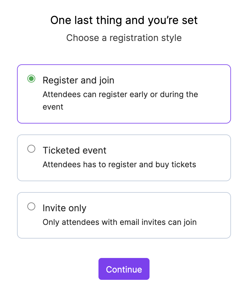 choose a registration style