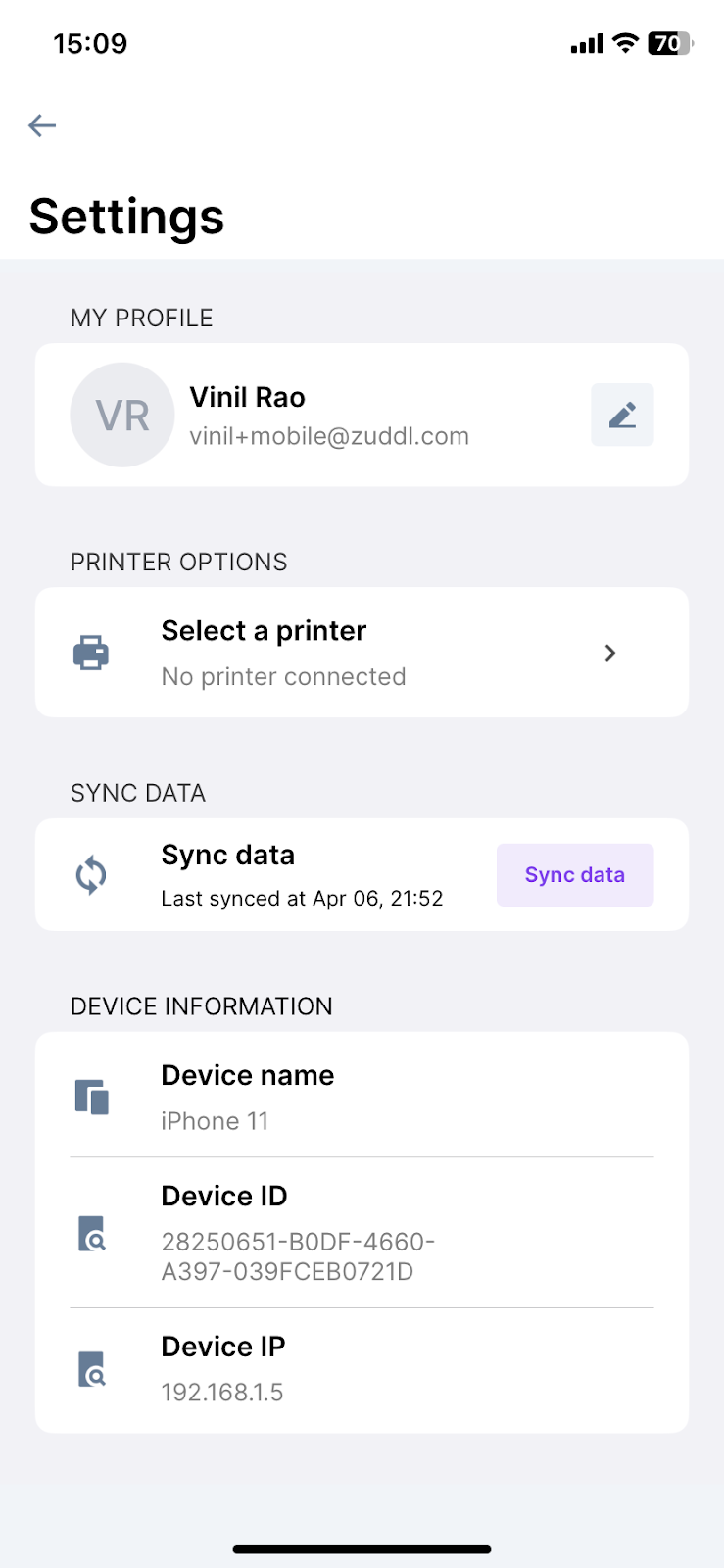 Settings for Printer selection