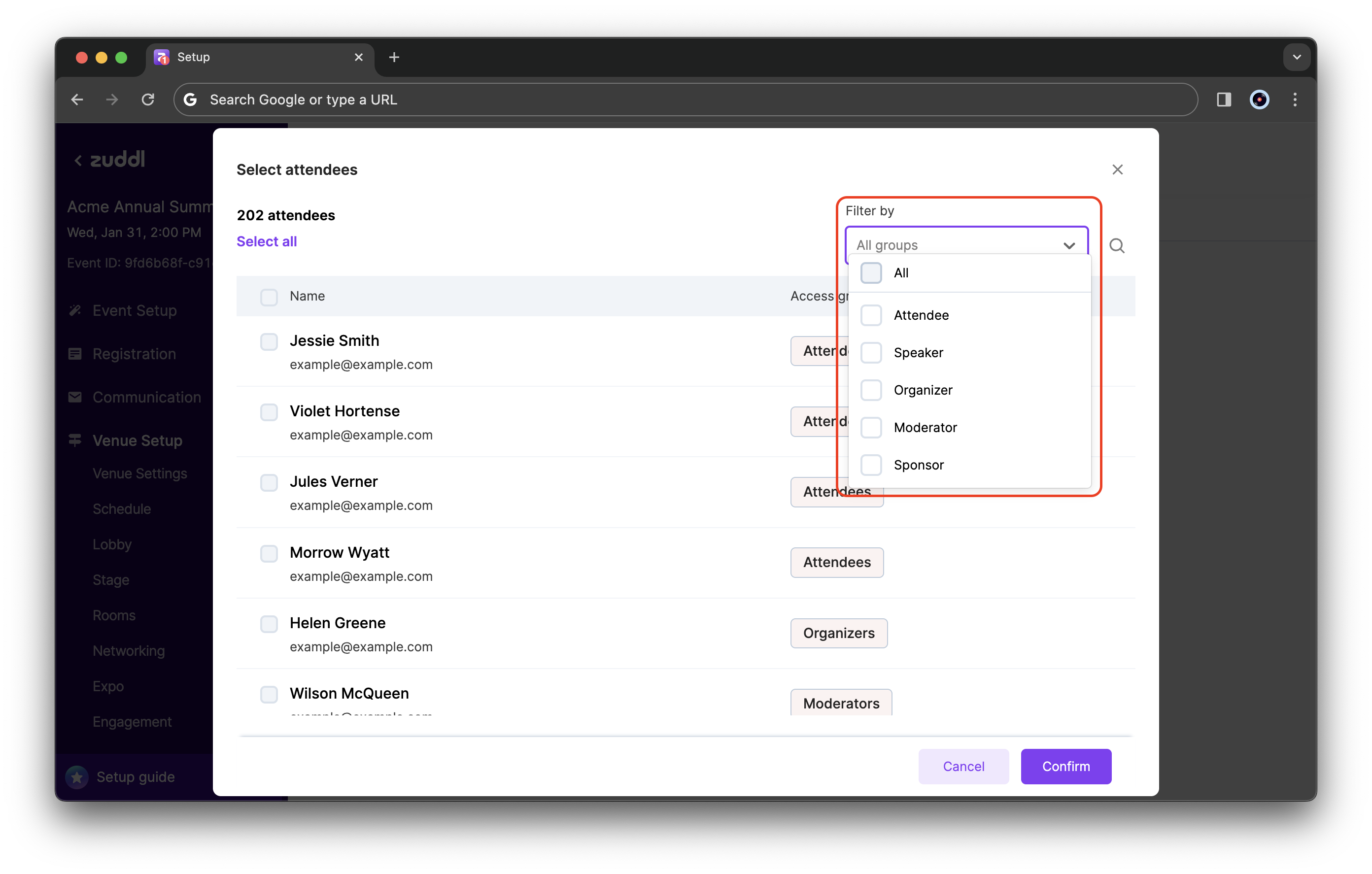 Use filters to sort through the list