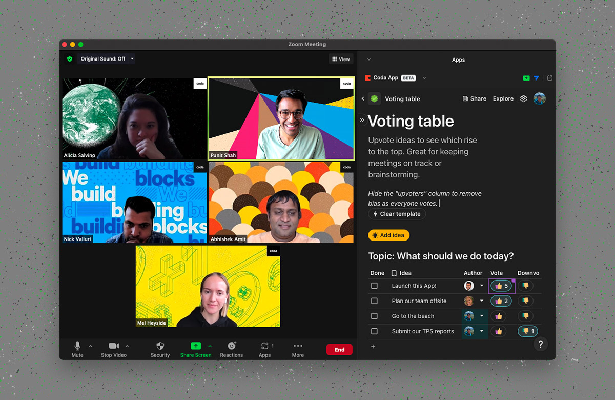 Meetings made easy Coda's app for Zoom