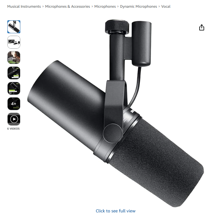 Shure SM7B Vocal Dynamic Microphone