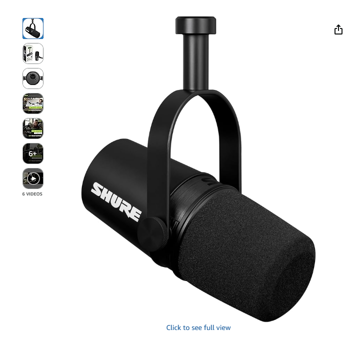 Shure MV7X XLR Dynamic Microphone