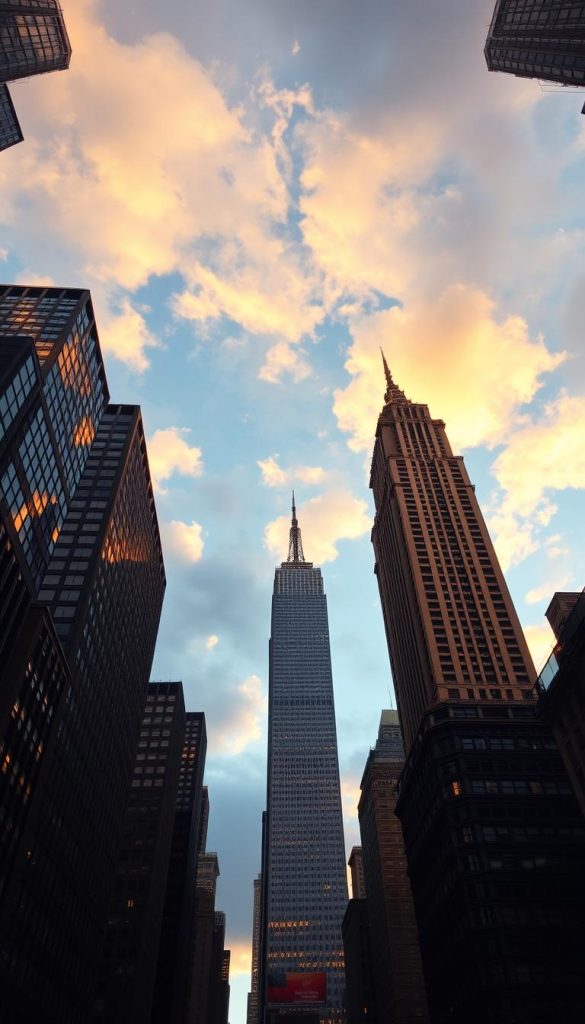 Manhattan skyline featuring Empire State Building and Chrysler Building