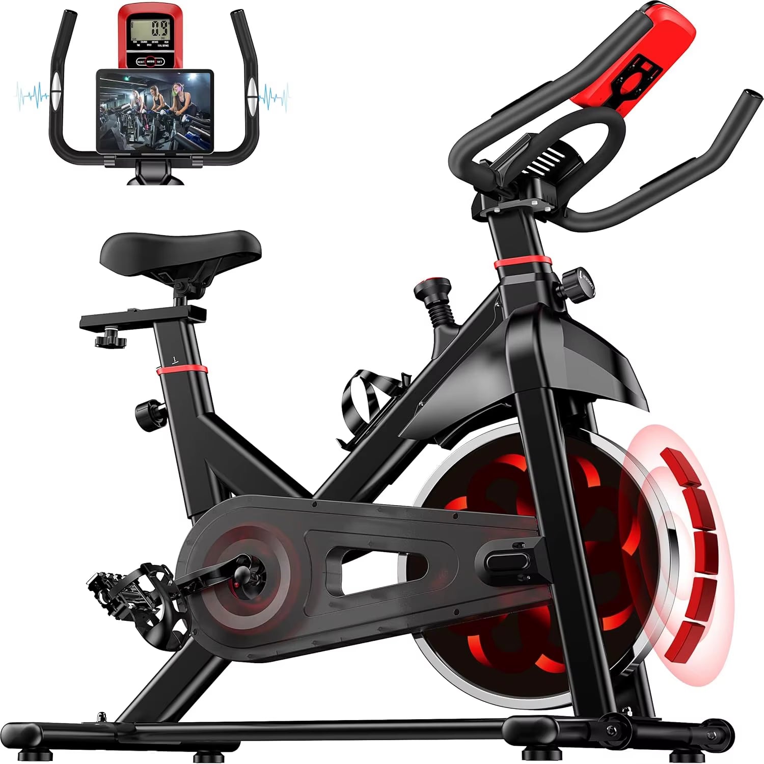 Exercise Bike Home Ergometer Exercise Bike with Adjustable Magnetic Resistance Indoor Bicycle LCD Display 150 Kg Load Capacity