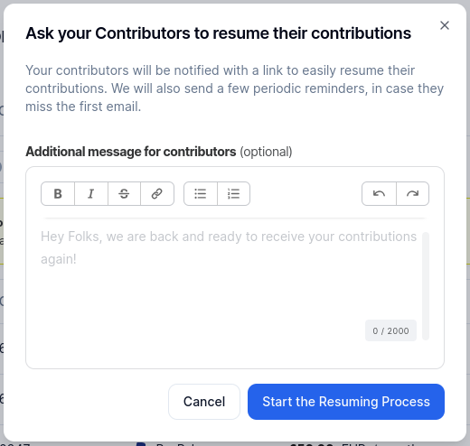 Reactivating your Recurring Contributions