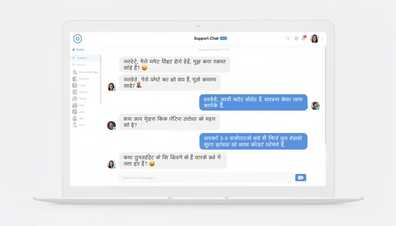 The image depicts a customer service chat interface featuring a conversation in Hindi, where a support agent provides assistance regarding payment methods for online casinos. The interface is user-friendly and designed to help Indian players with their payment inquiries, enhancing their overall gambling experience.