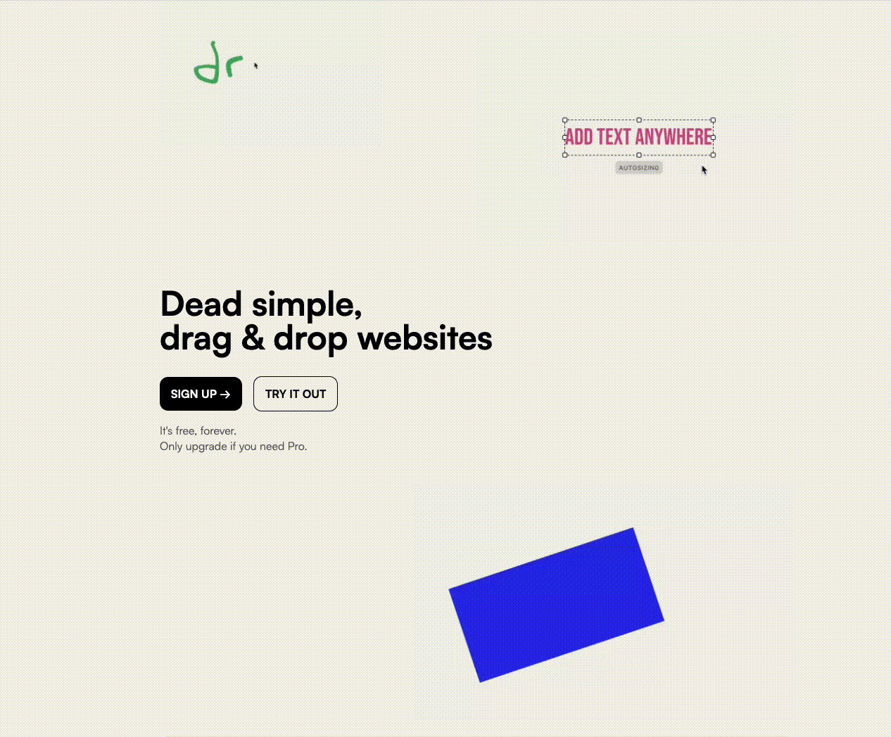 mmm&rsquo;s landing page showcases the quirky ways to make a website.