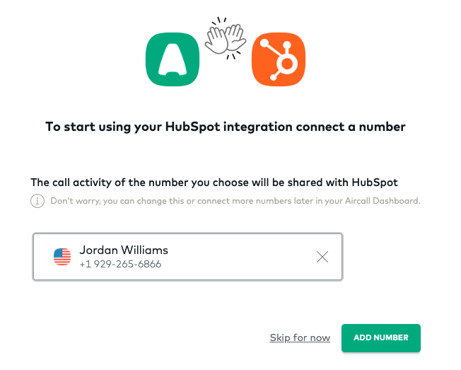 Richiesta del numero telefonico in fase di integrazione tra HubSpot e AirCall