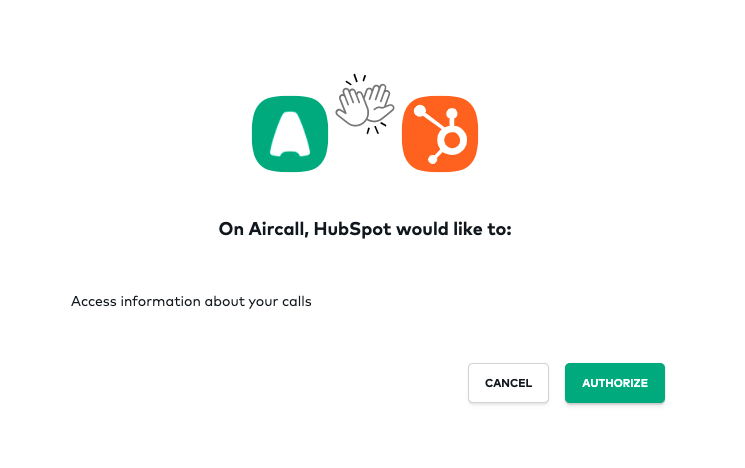 Autorizzazione dell'integrazione tra HubSpot e Aircall
