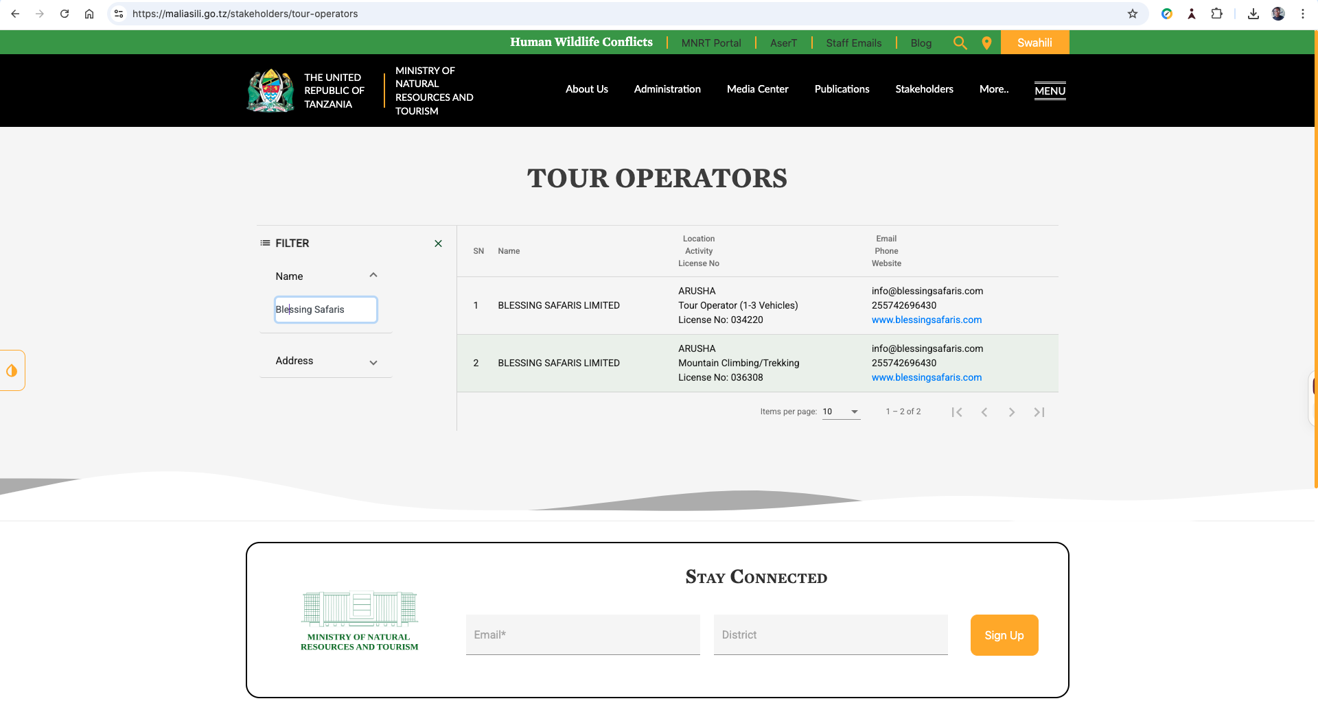 Ministry of Natural Resource and Tourism - Blessing Safaris on Tour Operators List .png