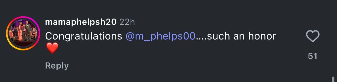 Still taken from Instagram (source: @m_phelps00/Instagram)